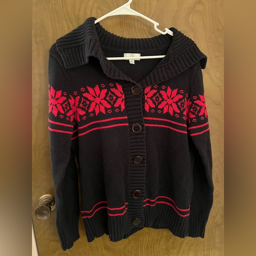 Vintage Studio Works Black and Red Cardigan Sweater
